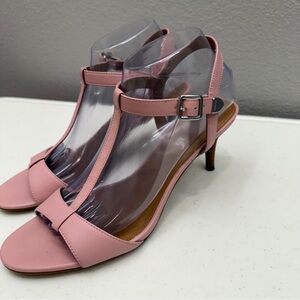 Coach Melodie T-Strap Kitten Heel Sandals Size 9 Pink Shoes